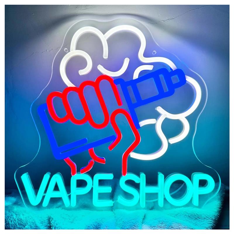 Vaping Store - 베이프샵 네온사인, 베이프를 든 손 모양