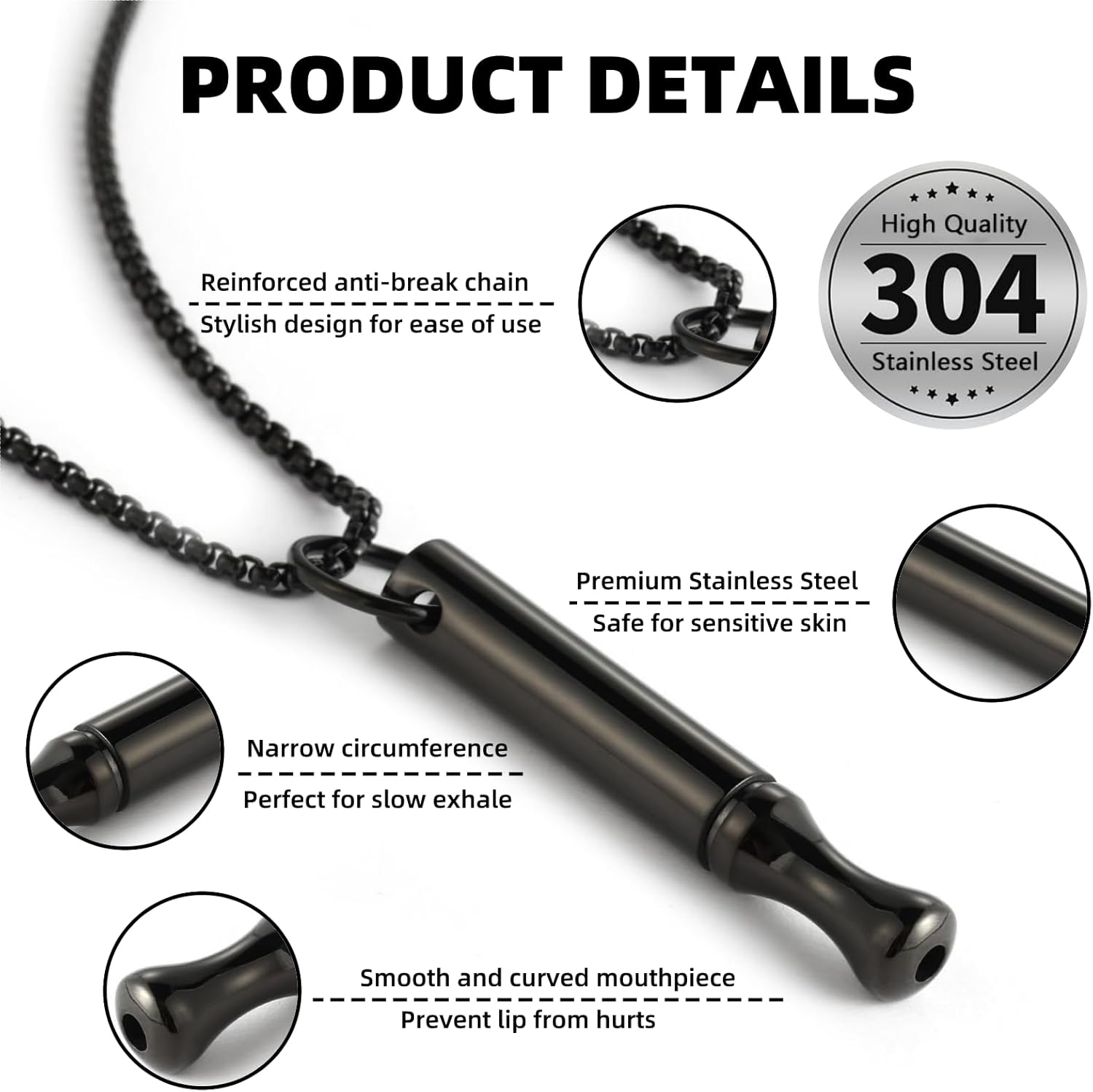 불안 완화를 위한 티타늄 스틸 호흡 목걸이 브레스링크  - Accessories For Vaping 리뷰 및 가격